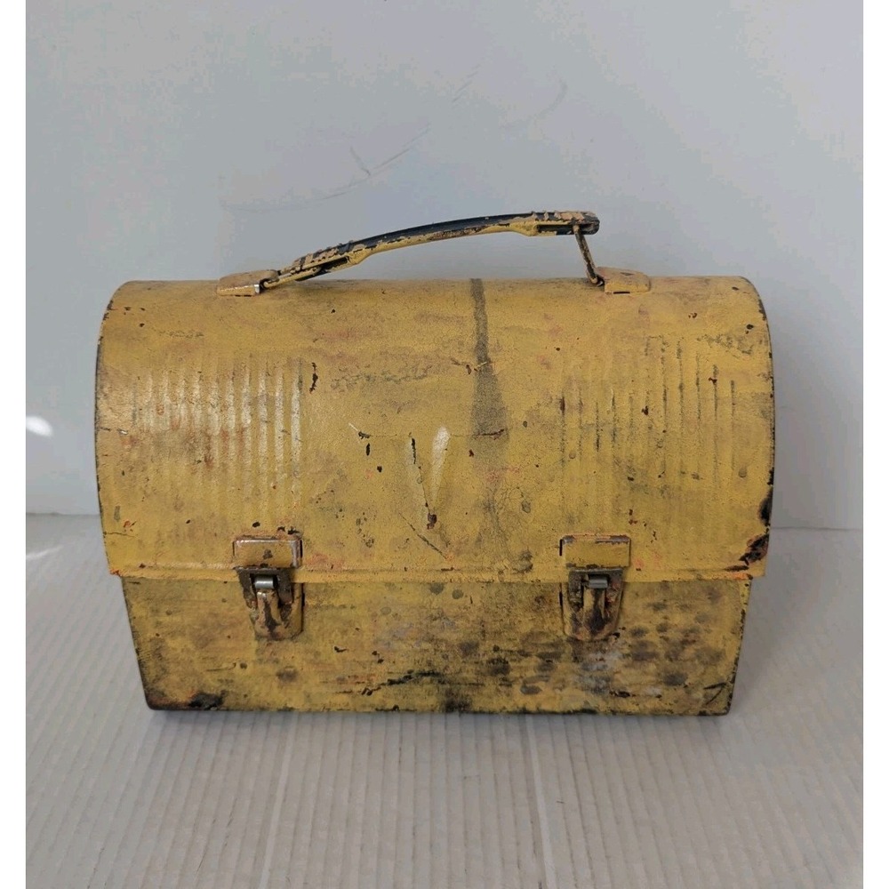 Vintage Yellow Metal Thermos Camping Container Made In USA